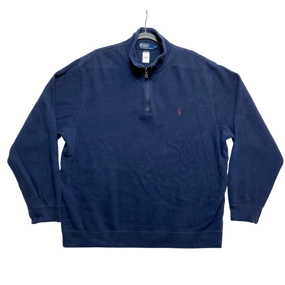 Polo Ralph Lauren Pullover Mens XXL Navy Blue Quarter Zip Embroidered Pony